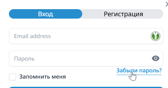 Форма входа: ссылка «Забыли пароль?»