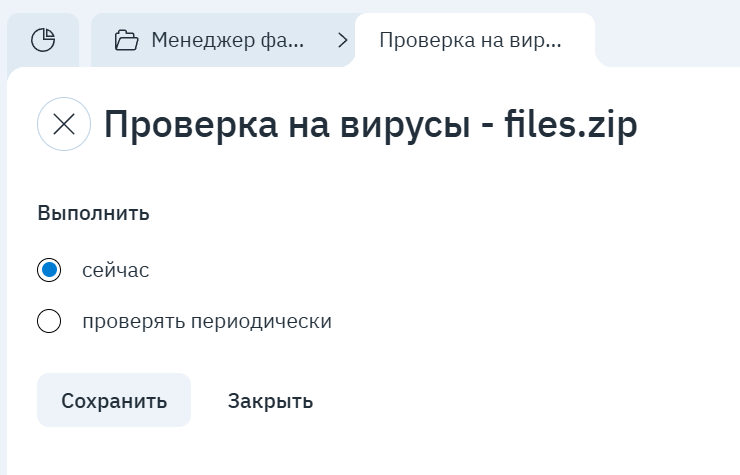 Окно «Проверка на вирусы»: выполнить сейчас или периодически