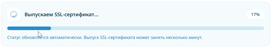 Карточка хостинга: выпускается SSL-сертификат